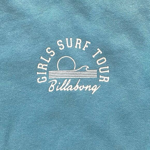 BILLABONG Surf Tour Logo Scoop Neck Boxy Pullover Sweatshirt Turquoise Womens L - Picture 2 of 9